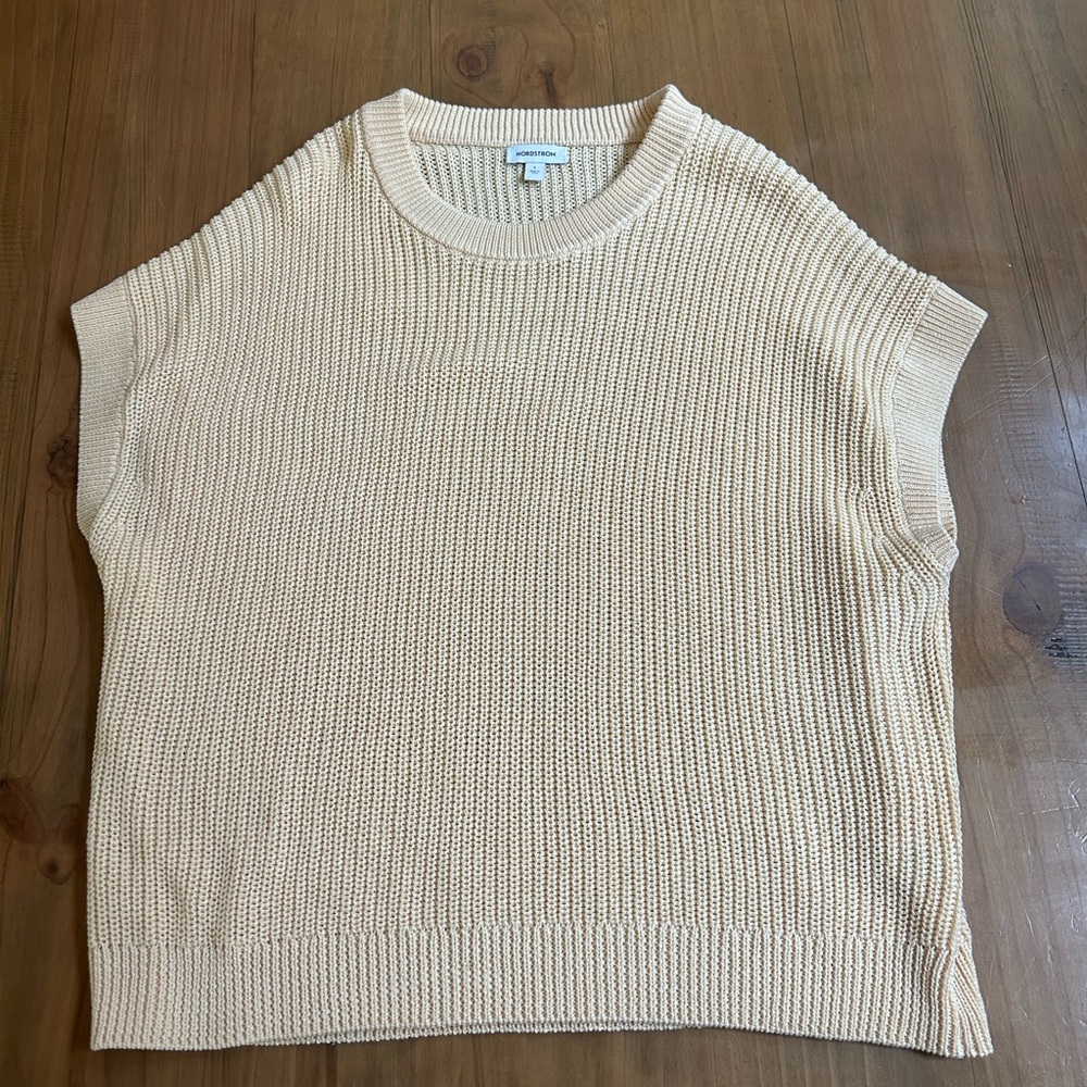 Nordstrom Sleeveless Cream Knit Sweater Top *never worn*